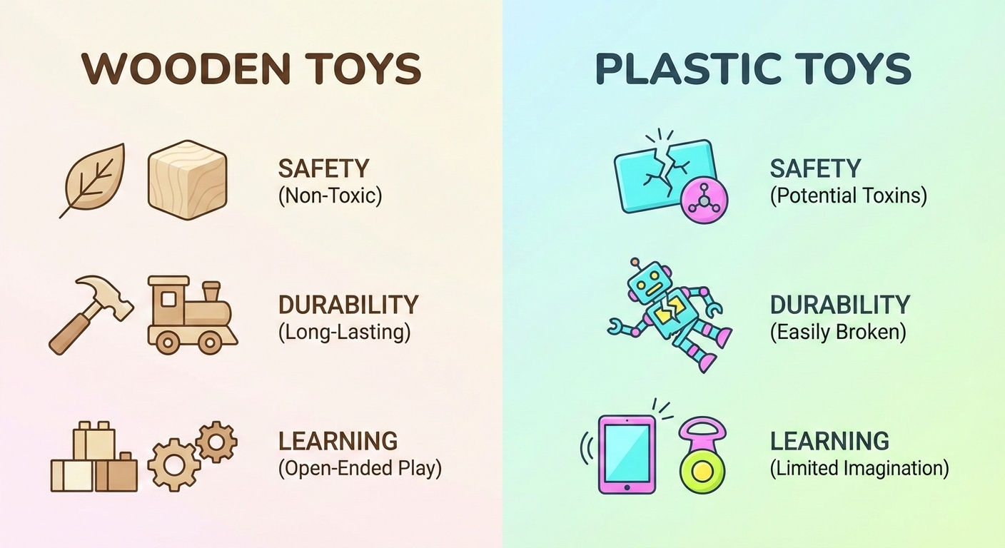 Wooden vs Plastic Play Gyms Comparison Infographic